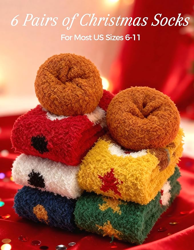 TEHOOK Warm & Cozy Gifts for Women, Stocking Stuufers, Fluffy Fuzzy Plush Sleeping Slipper Socks - Soft Warm Fabric
