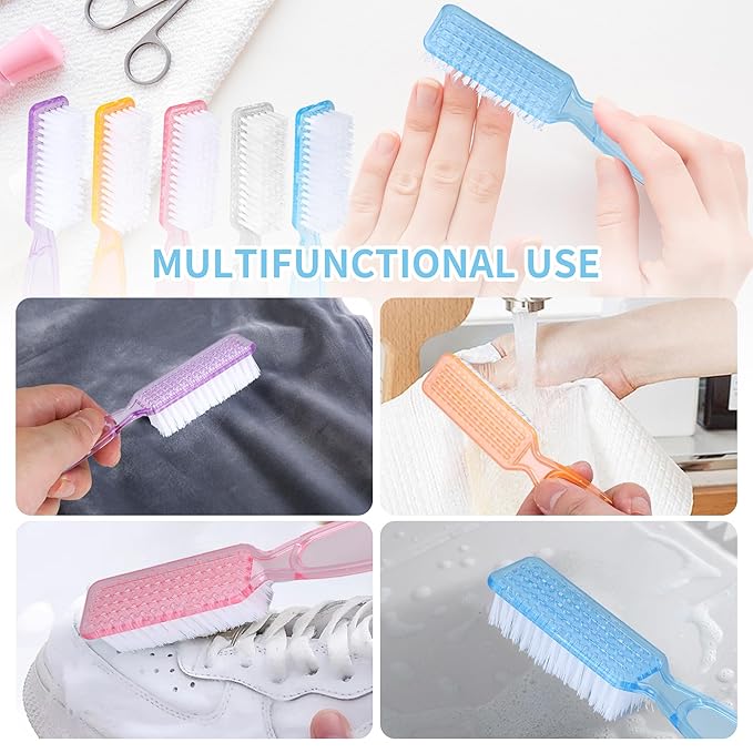50 Pcs Handle Grip Nail Scrubber Brushes, Hand Fingernail Cleaning Manicure Brush, Multicolor Nail Scrub Brushes for Toes and Fingernail Cleaning (5 Colors)