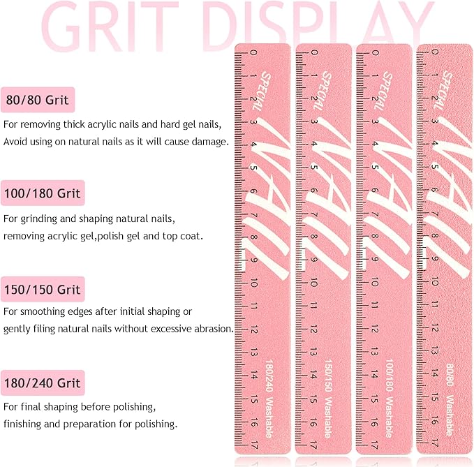 Nail Files and Buffers, 8 Pcs Nail Files for Natural Nails Emery Boards Nail Filer Professional Fingernail Files 80/100/150/180/240/280/1000/4000 Grit Nail File Set,Manicure Salon Tools