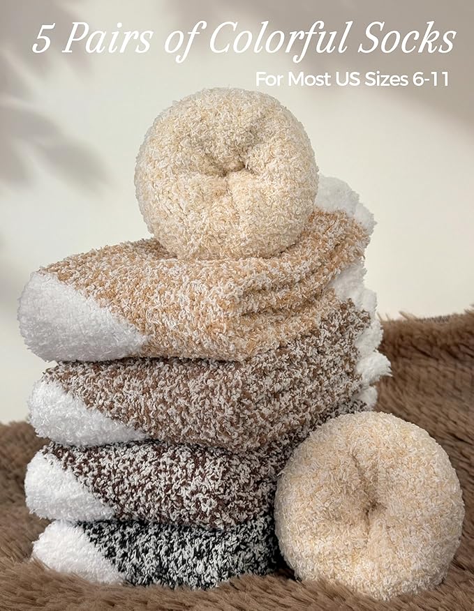 TEHOOK Warm & Cozy Gifts for Women, Stocking Stuufers, Fluffy Fuzzy Plush Sleeping Slipper Socks - Soft Warm Fabric
