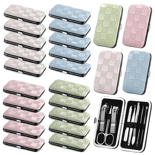 24 Sets Manicure Pedicure Bulk Gifts Professional Nail Care Gifts, Travel Nail Clippers Kit 8 in 1 Stainless Steel Pedicure Set with Case Portable Grooming Kits for Women Men(Fresh)