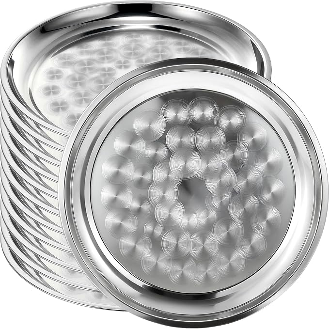 20 Pack Stainless Steel Round Serving Tray by Unknown