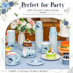Nuogo 200 Pcs Floral Paper Tea Cups and Saucers 7 oz Disposable Paper Teacups - Image 5