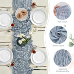 AGIRL 12 Pack Dusty Blue Cheesecloth Table Runner 10FT Boho Home Decor | Rustic - Image 3