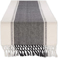 DII Dobby Stripe Table Runner, 13x72 Black & Cream Background | Woven by DII