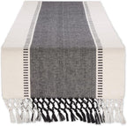 DII Dobby Stripe Table Runner, 13x72 Black & Cream Background | Woven by DII