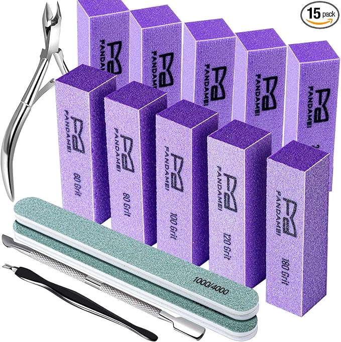FANDAMEI Nail Buffer and Shine Kit, Nail Care Kit, 10 PCS Nail Buffer Block, Nail Buffer Kit, Nail Buffers, Nail Buffing Block, Nail Tools, Nail Kit, Manicure Tools, Buffer Nail File