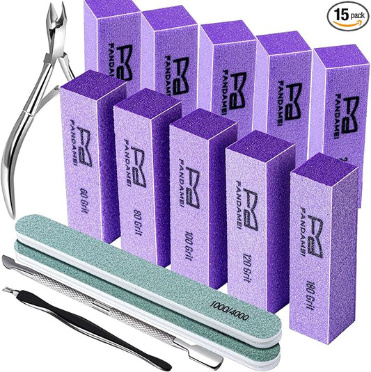 FANDAMEI Nail Buffer and Shine Kit, Nail Care Kit, 10 PCS Nail Buffer Block, Nail Buffer Kit, Nail Buffers, Nail Buffing Block, Nail Tools, Nail Kit, Manicure Tools, Buffer Nail File