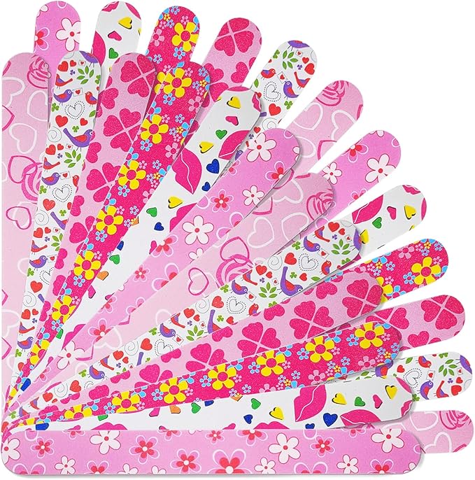 Nail Files (24 Pack), Colorful Emery Board Nail File for Natural Nails Double Sided 180 Grit Professional Fingernails Flowery Emory Boards Buffer Manicure Tool Nail Shaping Buffing Smoothing Filer