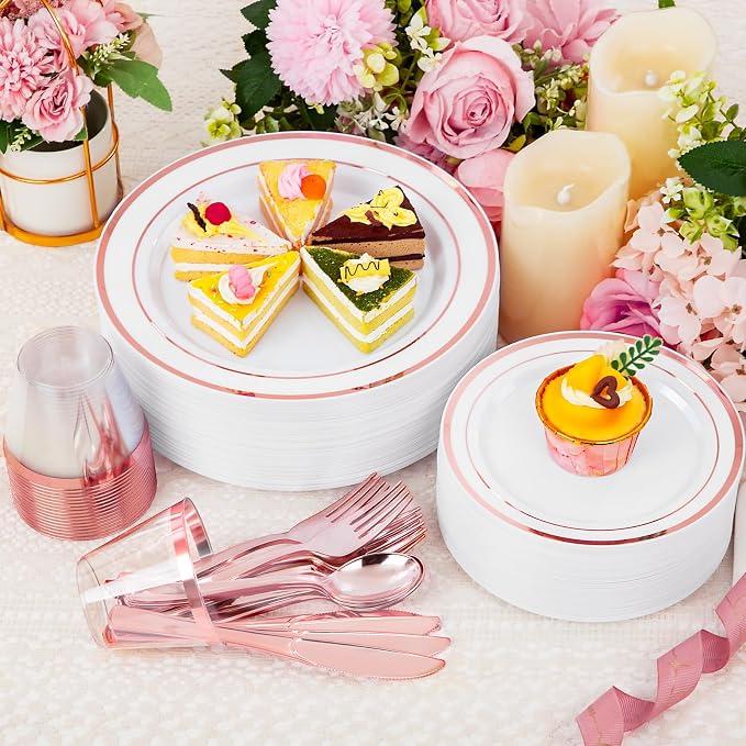 WELLIFE Rose Gold Plates, cups and cutlery - Image 3