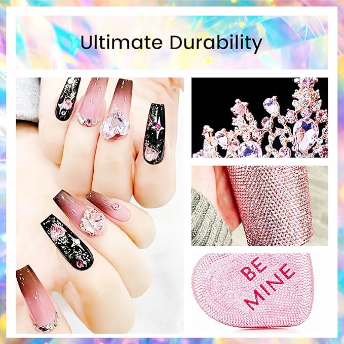 Novani Rhinestones 3000Pcs Flatback Crystal Round Loose Gemstones Glass Rhinestones for Crafts Makeup Nail Art Clothes Shoes DIY Decorations(SS6, 1.9-2.0mm,Pink)