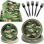 100 Pcs Disposable Camouflage Party Tableware Set by Unknown