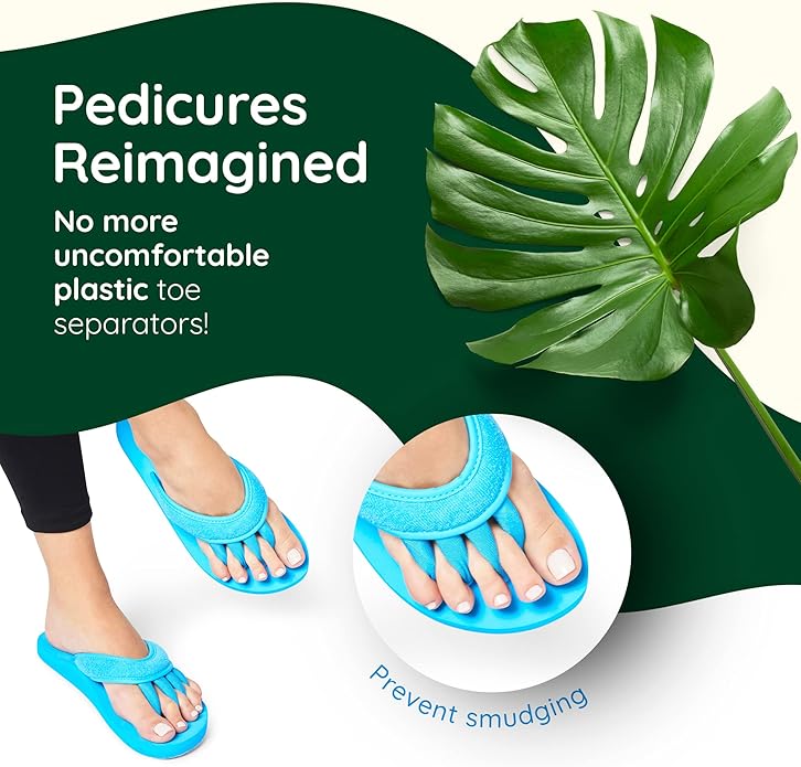 Pedi Couture Pedicure Sandals with Built In Toe Separators for Women - Comfortable Spa Style Flip Flops for Home, Salon, Yoga & Gym Use