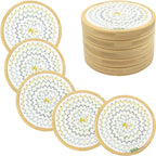 Eykao 5 Pack Bamboo Wood Drink Coasters, 4.3 Inch Round Coasters by Eykao