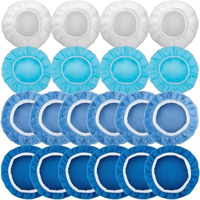 20PCS Car Orbital Buffer Polisher Pad Bonnet Set, 9-10 Inch Polishing Buffing Pads Bonnet Buffing Pad Cover, Microfiber Buffer Pads, Polisher Pads, Car Accessories for Polishing, Waxing and Cleaning