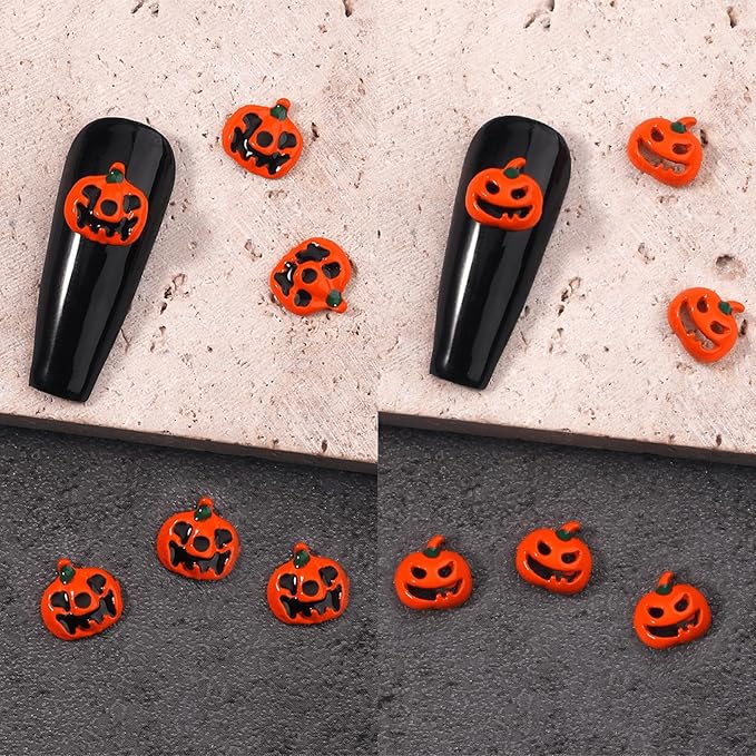 30Pcs Halloween Nail Charms Ghost Pumpkin Nail Art Charms Gold Silver Skull Spider Web Bat Nail Gems Halloween Nail Art Supplies Alloy Nail Art Decoration for Acrylic Nails for Women Girls