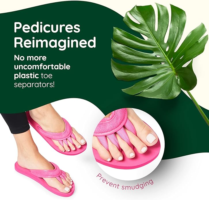 Pedi Couture Pedicure Sandals with Built In Toe Separators for Women - Comfortable Spa Style Flip Flops for Home, Salon, Yoga & Gym Use