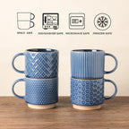 GBhome 6 OZ Stackable Coffee Mugs Set of 4, Ceramic Espresso Coffee Cups | - Image 7