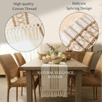 Boho Table Runner for Christmas, Woven Cream & Brown Macrame Dining Table - Image 4