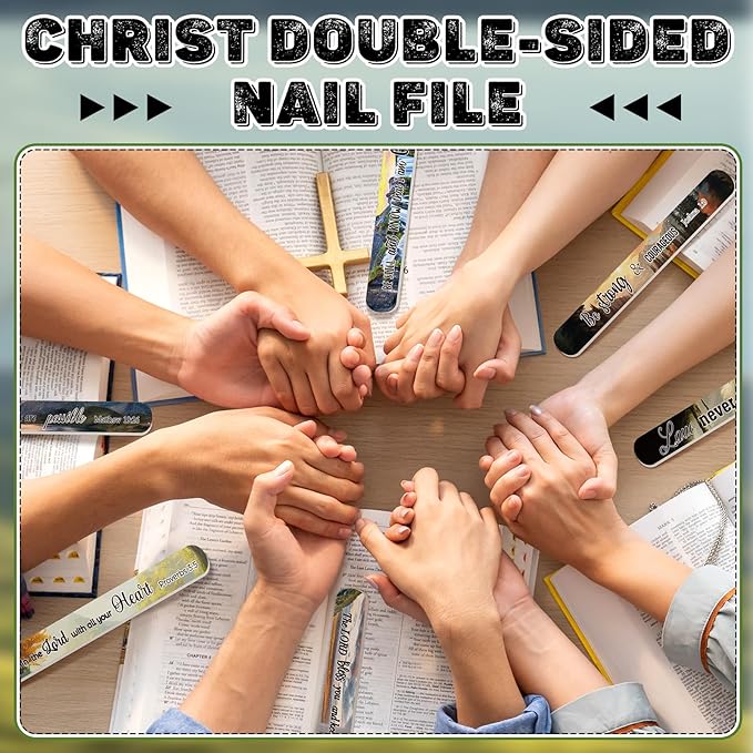 50 Pack Christian Gifts for Women Bulk Church Bible Verse Nail Files Scripture Emery Boards Christian Religious Gift Nail Files for Employee Appreciation Teacher Staff Coworkers Women