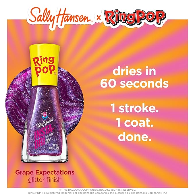 Sally Hansen Insta-Dri®, Ring Pop Nail Polish Duo, Quick Dry, Long Lasting, Streak-Free Shine, Red and Purple Nail Polishes
