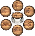 Coasters for Drinks, Ceramic Stone, Wooden Rustic | Farmhouse Wood Absorbent by Britimes
