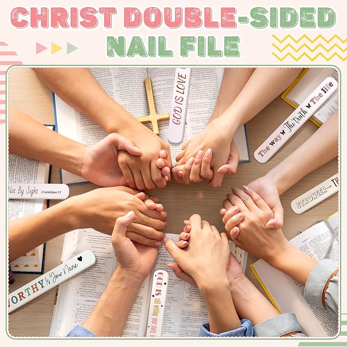 50 Pack Christian Gifts for Women Bulk Church Bible Verse Nail Files Boho Scripture Emery Boards Christian Religious Gift Nail Files for Employee Appreciation Teacher Staff Coworkers Women