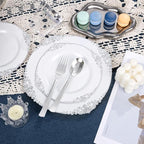Nervure 600Pcs Silver Plastic Plates, Plastic Dinnerware Set - Image 7