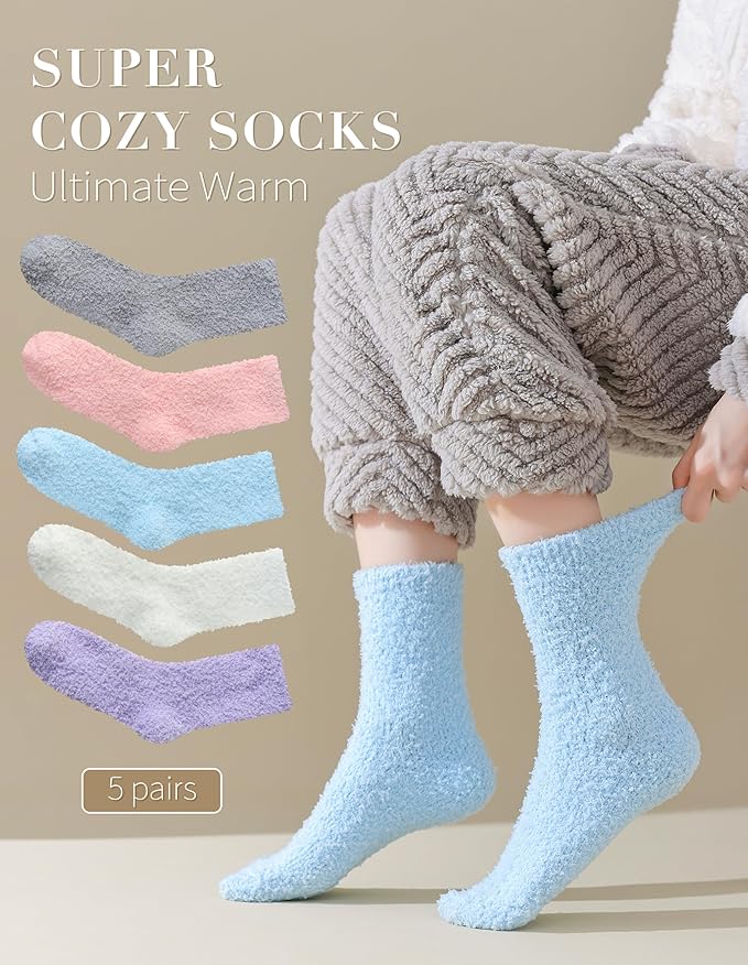 TEHOOK Warm & Cozy Gifts for Women, Stocking Stuufers, Fluffy Fuzzy Plush Sleeping Slipper Socks - Soft Warm Fabric