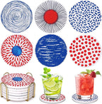 Absorbent Coasters Set of 6 Round Ceramic Coasters by Dksyee
