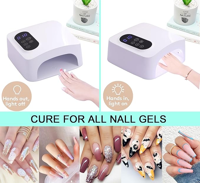 𝐔𝐩𝐠𝐫𝐚𝐝𝐞𝐝 72W Cordless Led Nail Lamp, Rechargeable Nail Dryer, Portable Gel UV Led Nail Light with Metallic Reflector Base, Professional Gel Curing Lamp with 4 Timer Setting for Home and Salon