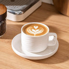 Ceramic Coffee Mug with Saucer, 8oz Glossy Porcelain Tea Cup Set, Modern - Image 2