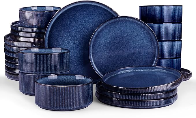 Famiware Star Ceramic Plates and Bowls Sets, Reactive Glaze Dishes by Famiware