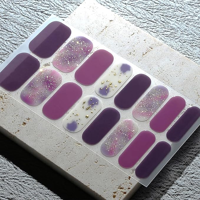 Nail Polish Strips, 32PCS Salon Quality Wraps, Long Lasting Gel Nail Stickers for Women Easy Apply& Remove (Euphoric Lilac)