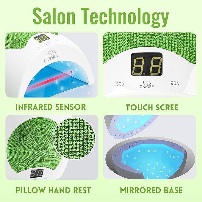 Rechargeable UV LED Nail Lamp with Diamond Design & Touch Control - 3 Timer Settings, Fast Curing for All Gel Polishes, Portable UV Nail Dryer for Professional Salon & Home