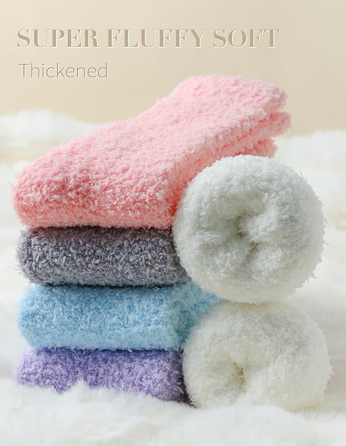 TEHOOK Warm & Cozy Gifts for Women, Stocking Stuufers, Fluffy Fuzzy Plush Sleeping Slipper Socks - Soft Warm Fabric