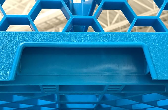 Carlisle FoodService Products OptiClean Plastic 25-Compartment Divided Glass Rack with Extender, Blue, (Pack of 3)