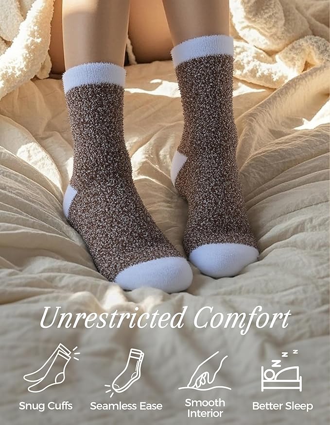 TEHOOK Warm & Cozy Gifts for Women, Stocking Stuufers, Fluffy Fuzzy Plush Sleeping Slipper Socks - Soft Warm Fabric