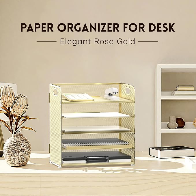 5 Trays Paper Organizer Letter Tray - Image 2