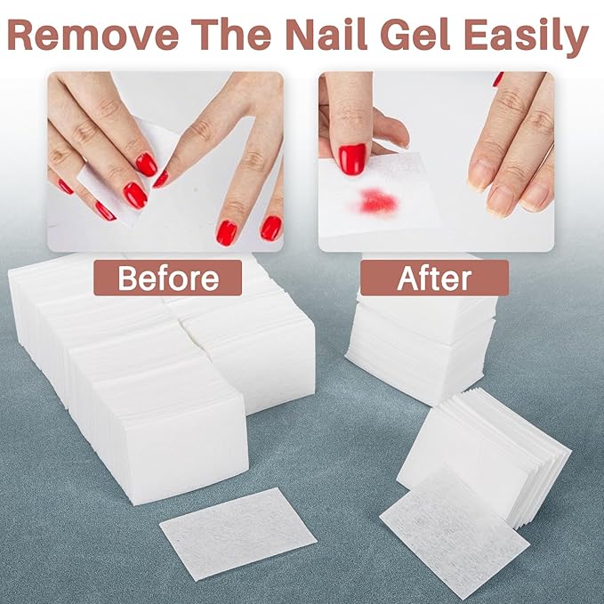 1000 Gel Nail Polish Remover Pads - MAQIHAN Nail Cotton Acetone Fingernail Polish Remover Wipes Prep Pad Essentials For Nail Techs Professional Supplies Acrylic Gel Removal