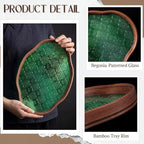 Glass Serving Tray with the Crabapple Pattern and Walnut Rectangular Serving - Image 3