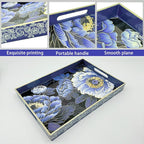 Serving Tray with Handles, 15.7 * 11.8 inches, Plastic Ottoman Tray with - Image 3