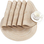 SHACOS 15 inch Round Placemats Set of 6, Cotton Polyester Woven Braided Place - Image 5