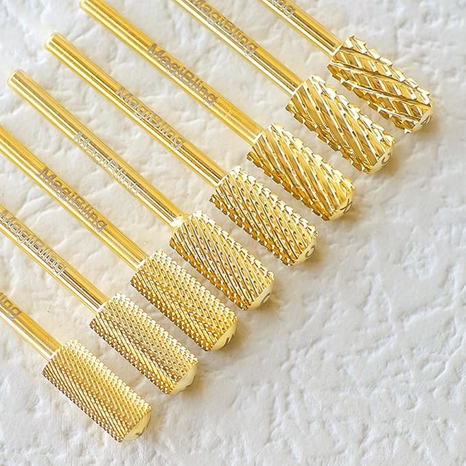Small Barrel Nail Drill Bits Round Top, 3/32'' Safety Tungsten Carbide Bits, Two-way Rotation, Suitable for Manicure Pedicure Cuticle Gel Polishing, Technicians Bits, Grit: Double Coarse