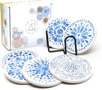 AD Set of 6 Coasters for Drinks Absorbing Round Ceramic Stone Coaster by AD