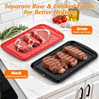 Grilling Prep & Serve Trays for Party Set of 4, Large BBQ Serving Platters | - Image 3