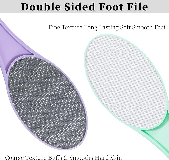 Nano Glass Foot File Callus Remover, 2 Pcs Hard and Dead Skin Remover for Feet, Double Sided Foot Scrubber Pedicure Tool, Hair Eraser for Softer & Smoother Feet Hands, Blue Purple Random Glass