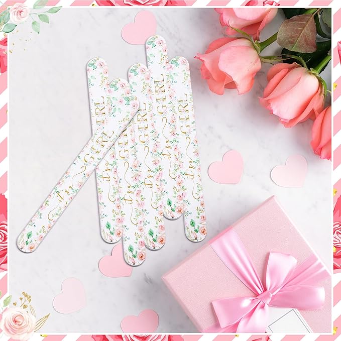 50 Pcs Floral Baby Shower Favors Decorations Baby Sower Favors Games Winners Prizes Gifts Bulk Pink Emery Board Nail Files Gender Reveal Party Favors Souvenirs Gift Bags Stuffers for Guests
