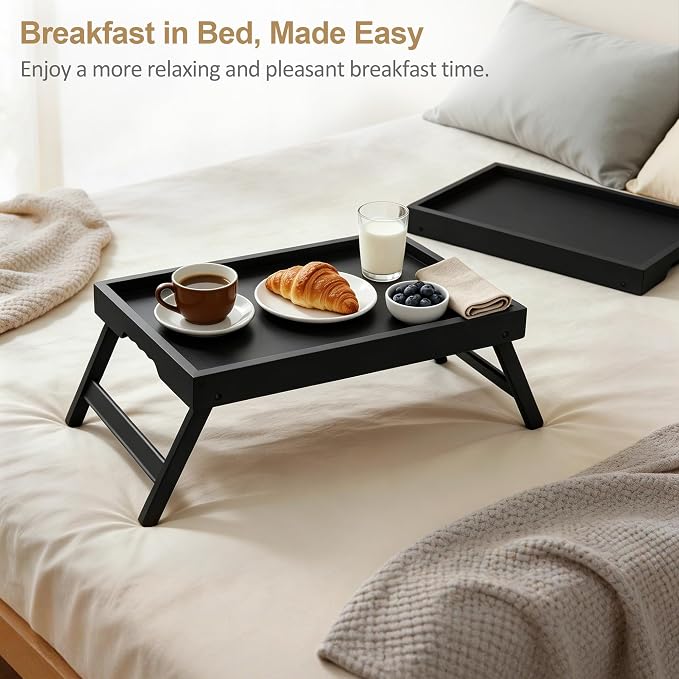 Bamboo Breakfast Trays with Folding Legs, laptops and serving in bed. - Image 2