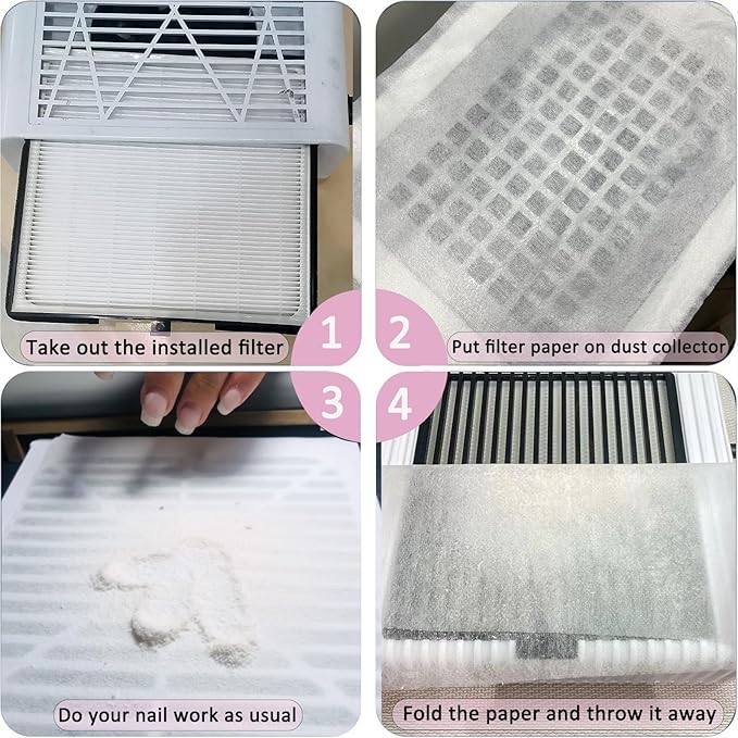 400 Sheets Nail Dust Collector Filter Paper Disposable Nail Dust Filters for Most of Dust Collector Machine Vacuum Dust Collector for Salon Spa Tech Supplies Accessories